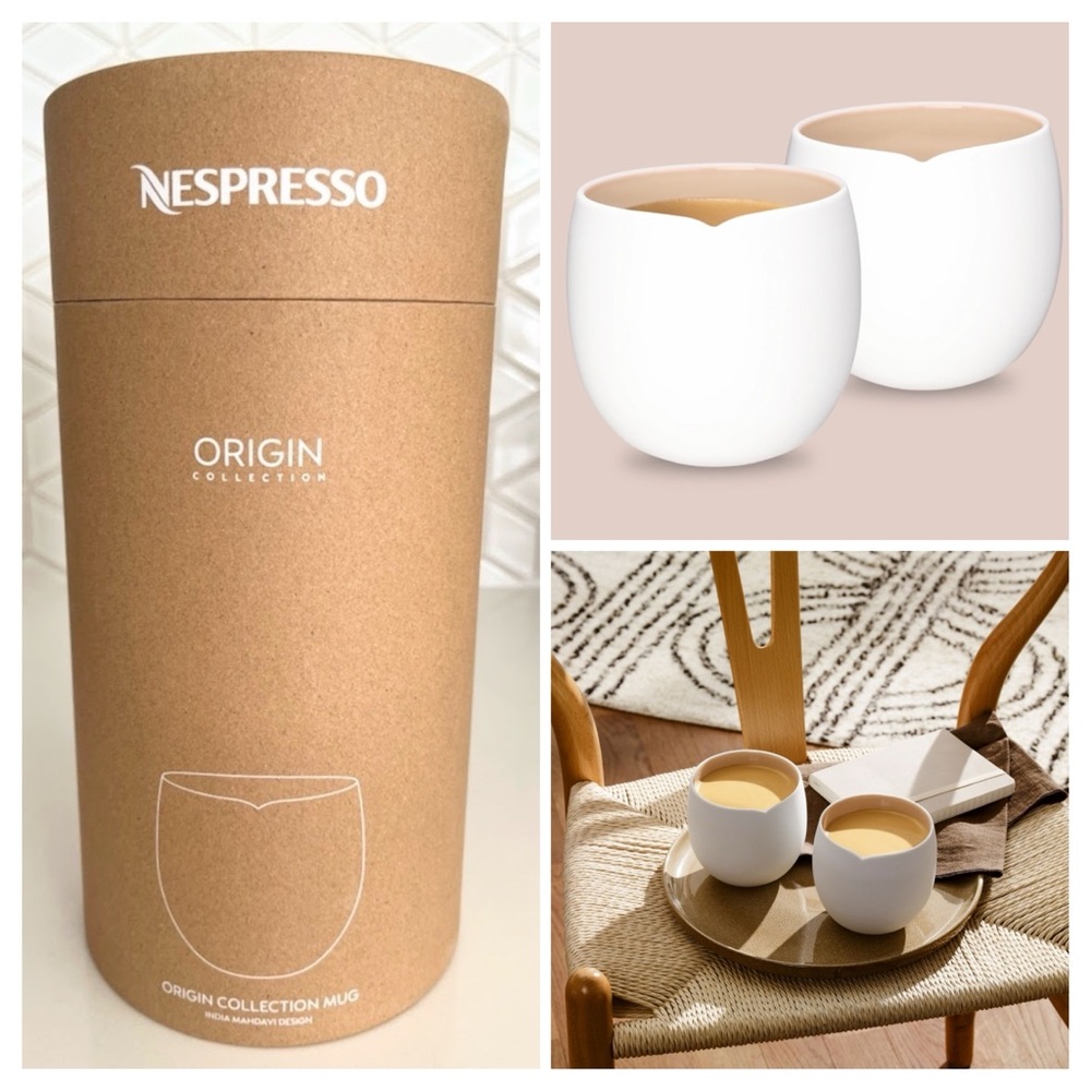 Nespresso Cups 390ml Origin Collection Large White Mugs, Set of 2 NEW!